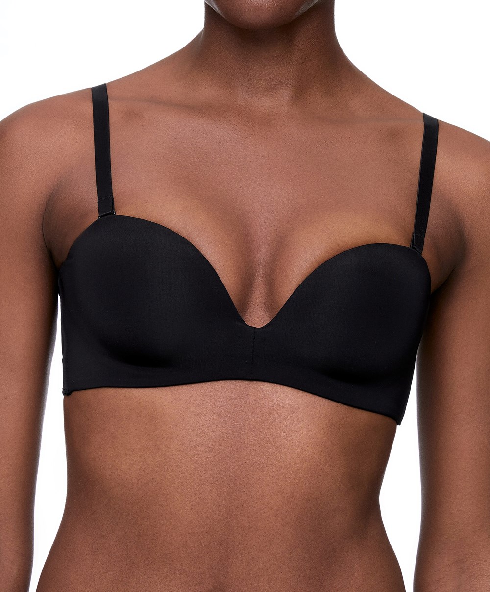 Oysho Polyamide Push-up Bandeau Bra Fekete | LRSKXW-249