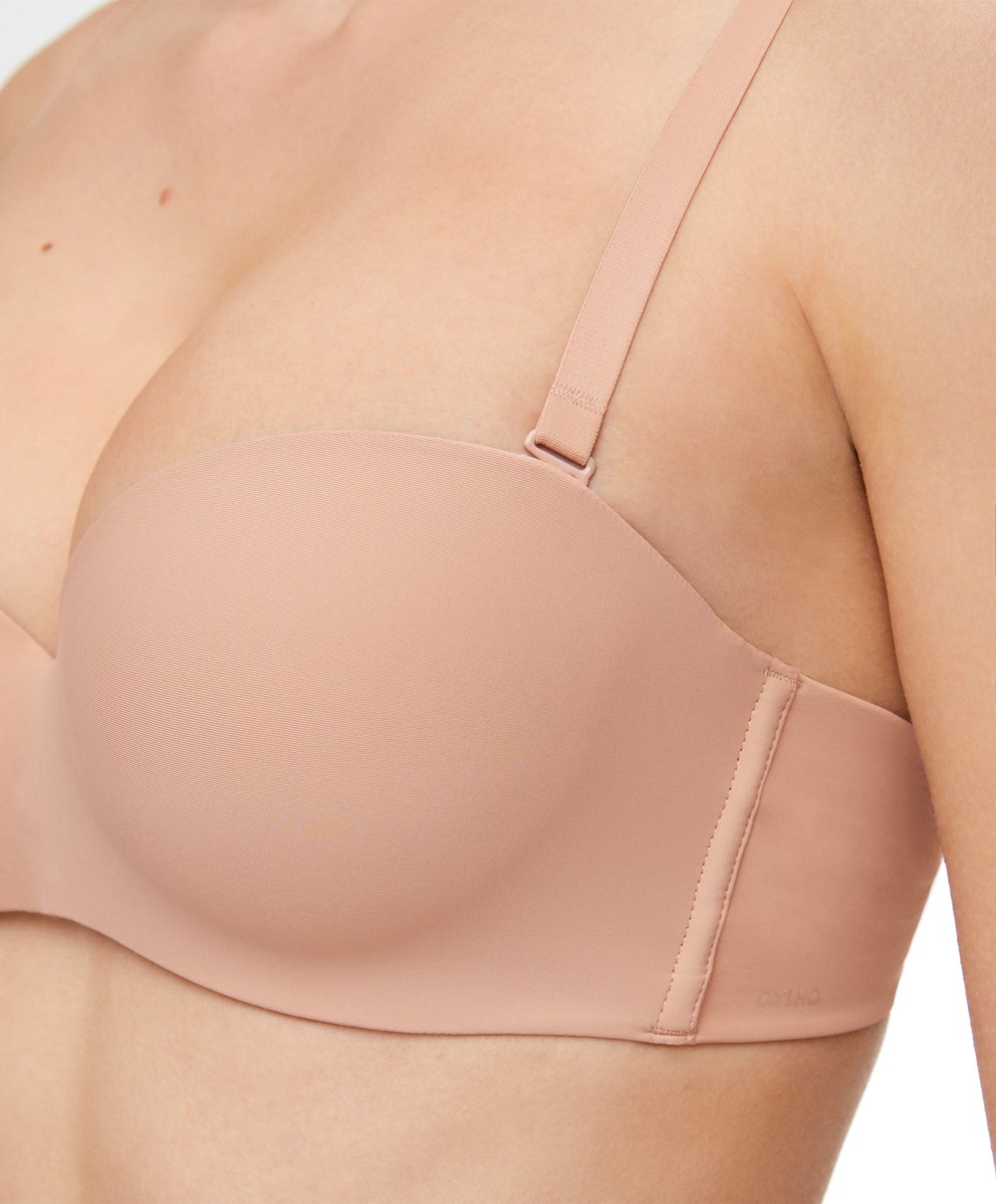 Oysho Polyamide Push-up Bra With Removable Straps Bézs | AHICPX-986