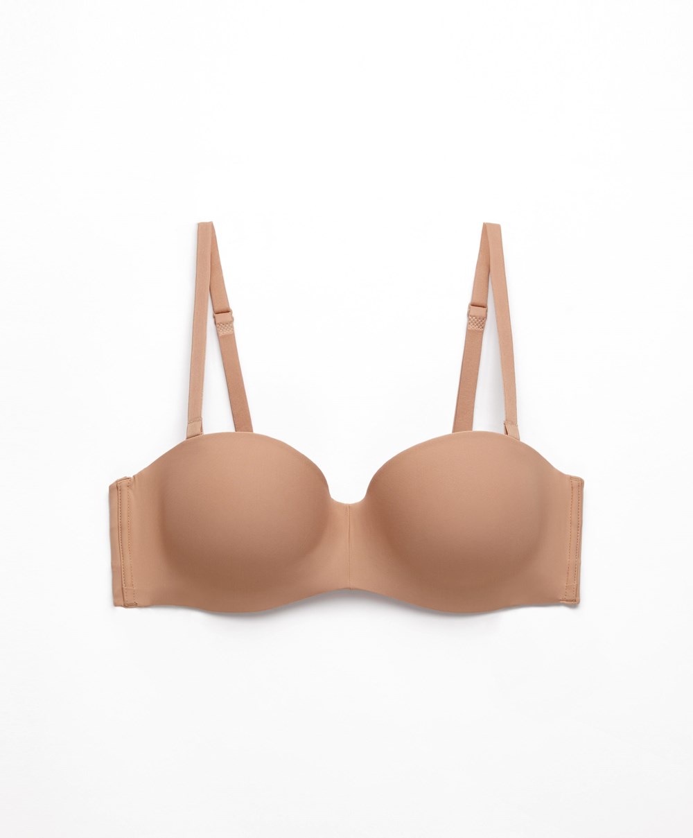 Oysho Polyamide Push-up Bra With Removable Straps Bézs | AHICPX-986