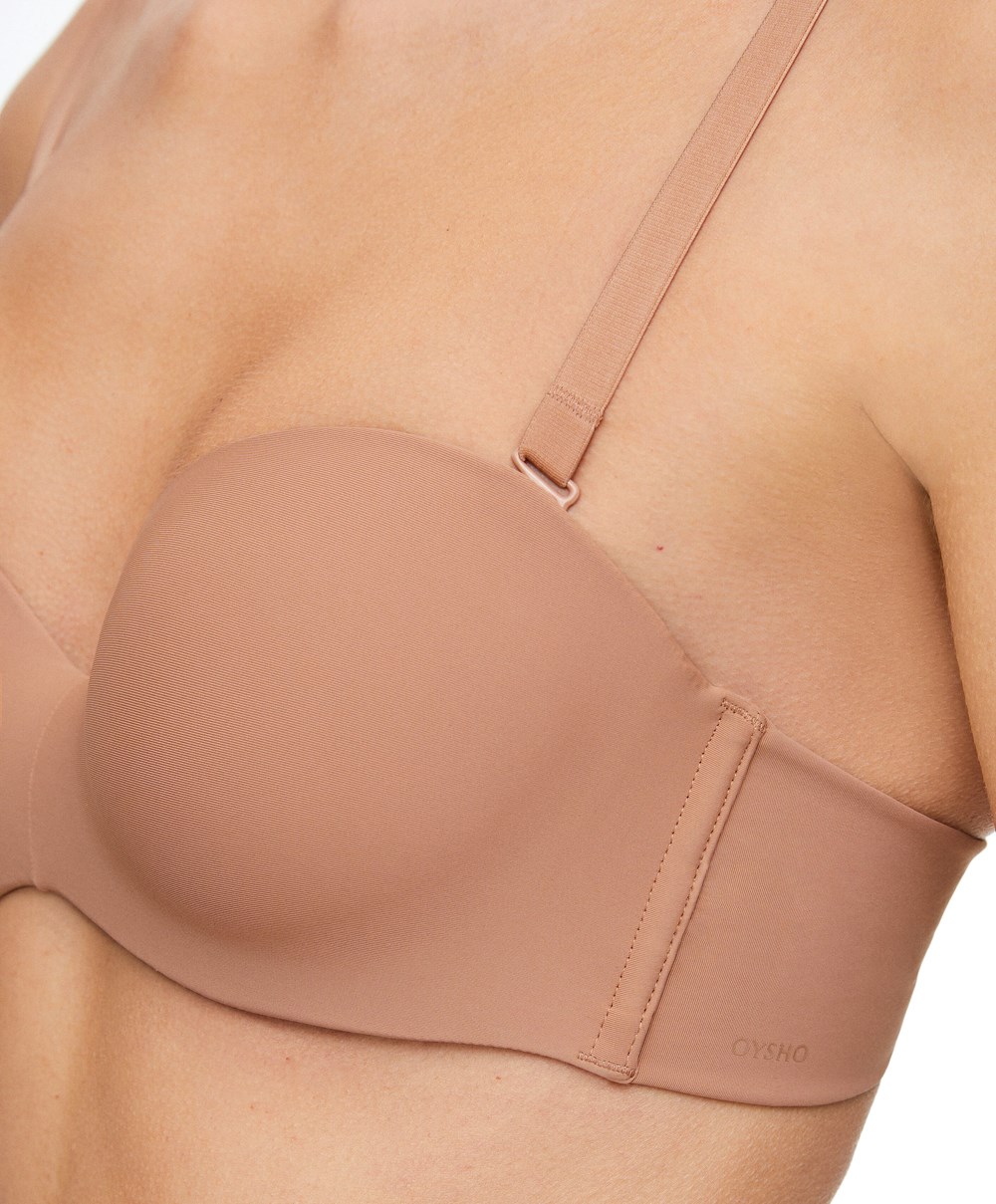 Oysho Polyamide Push-up Bra With Removable Straps Tan | HXCQGO-246