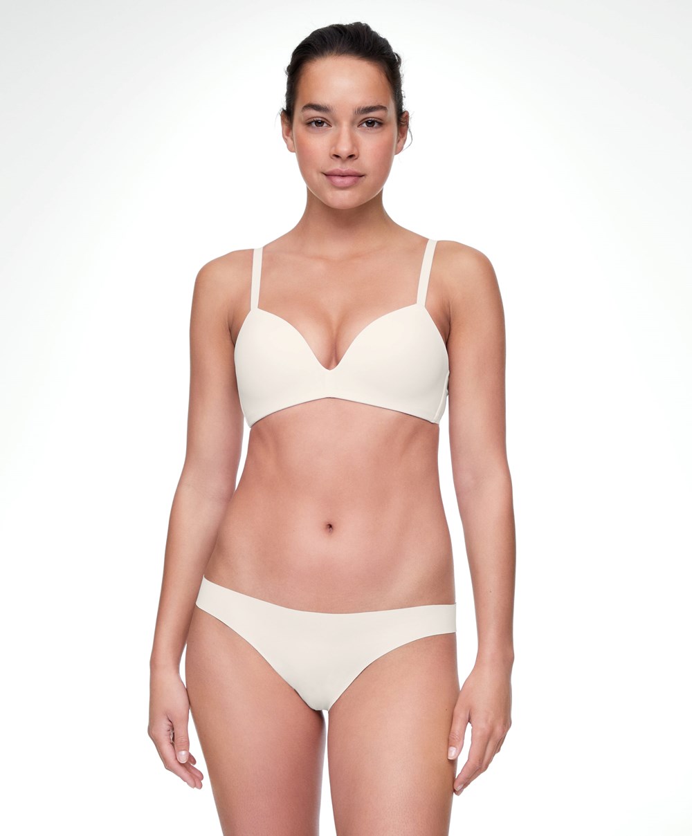 Oysho Polyamide Push-up Triangle Bra Pale Ecru | NWGRDB-713