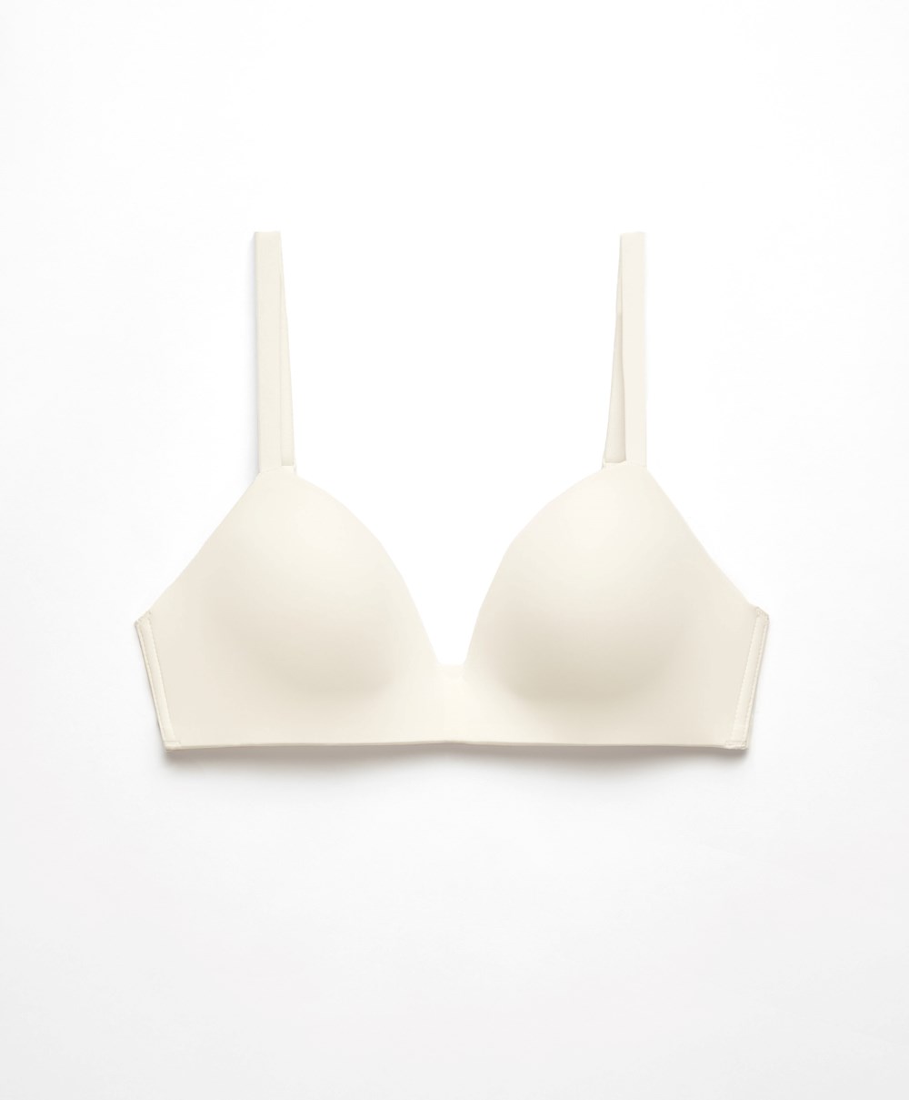 Oysho Polyamide Push-up Triangle Bra Pale Ecru | NWGRDB-713