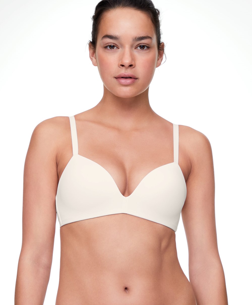 Oysho Polyamide Push-up Triangle Bra Pale Ecru | NWGRDB-713