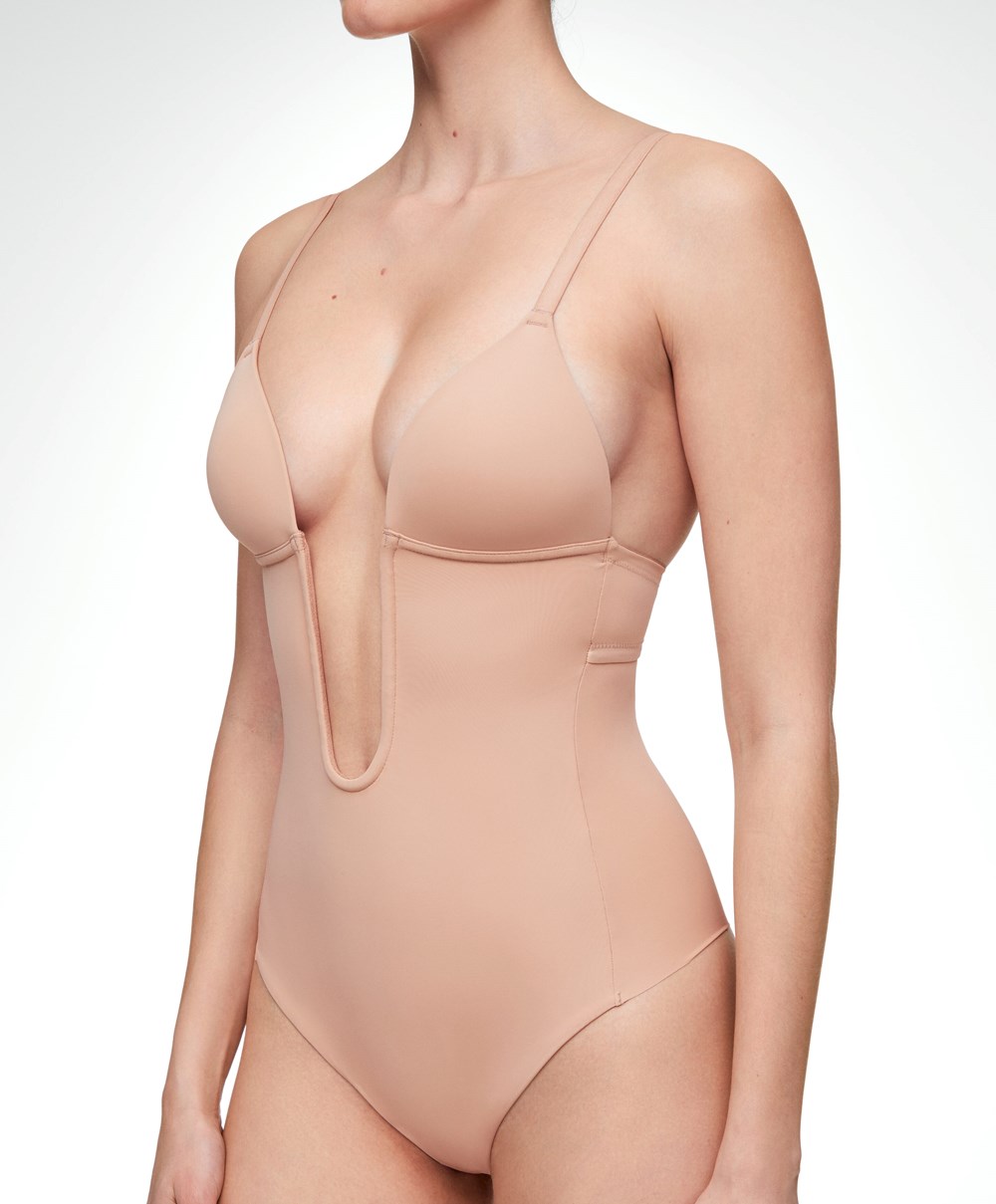 Oysho Polyamide U-neckline Pántos Body Bézs | KRJMUA-196