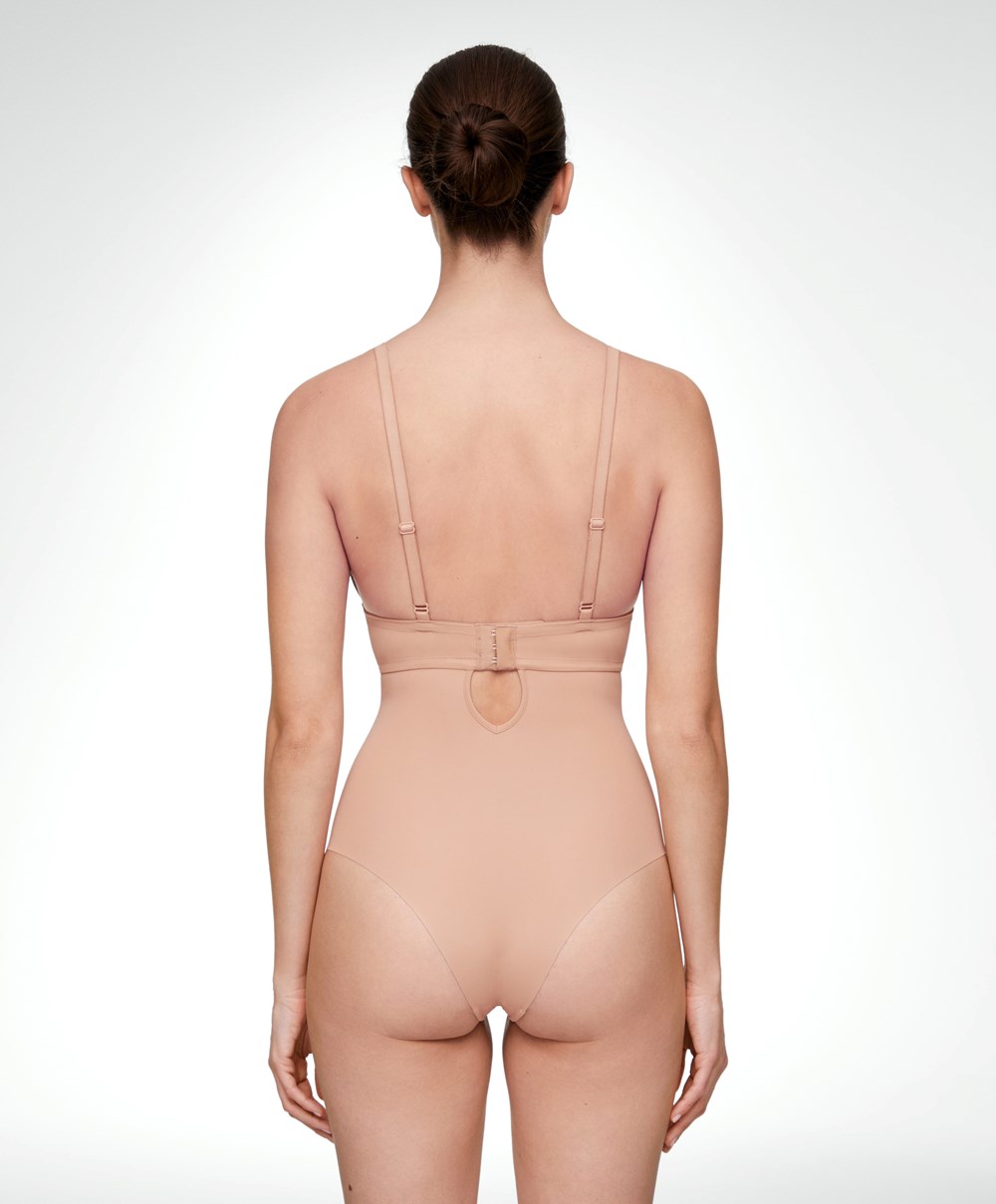 Oysho Polyamide U-neckline Pántos Body Bézs | KRJMUA-196