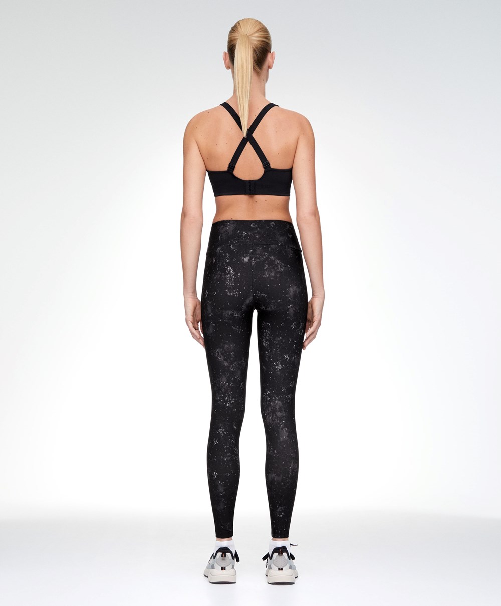 Oysho Print 65cm Ankle-length Leggings Fekete | QWTMOJ-681