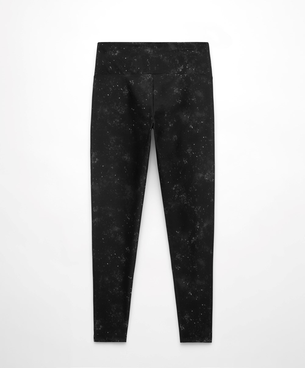 Oysho Print 65cm Ankle-length Leggings Fekete | QWTMOJ-681