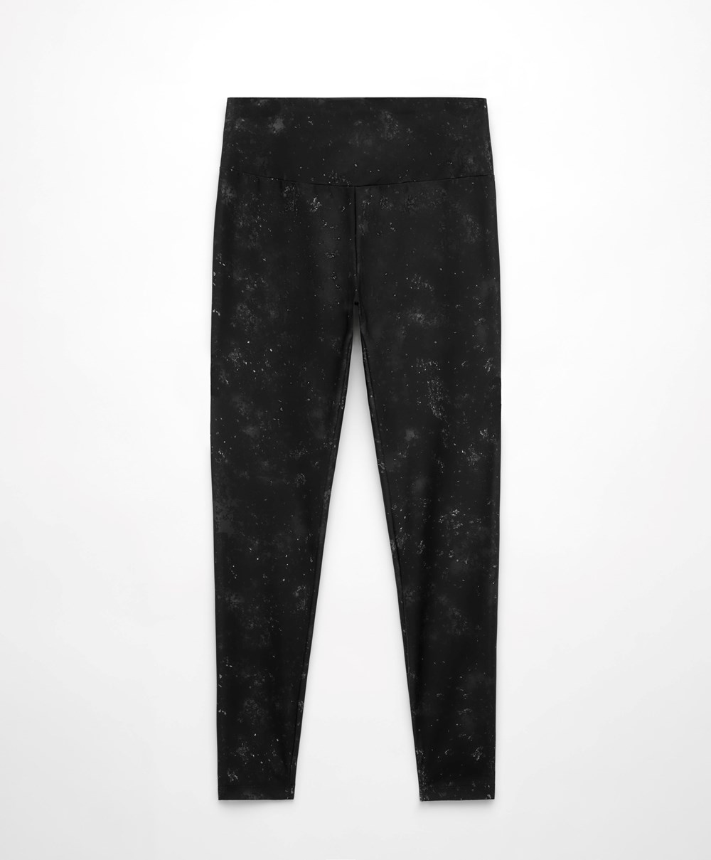 Oysho Print 65cm Ankle-length Leggings Fekete | QWTMOJ-681