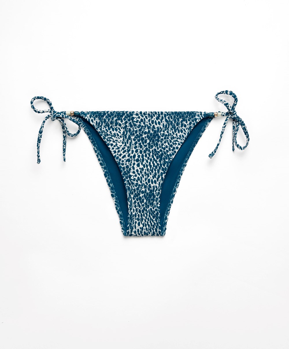 Oysho Print Medium-coverage Bikini Briefs With Ties Ocean | KOMZWI-879