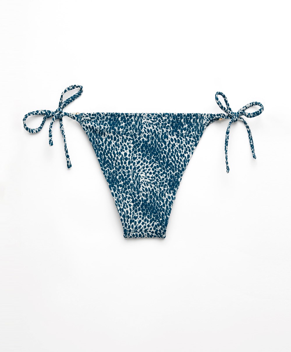 Oysho Print Medium-coverage Bikini Briefs With Ties Ocean | KOMZWI-879