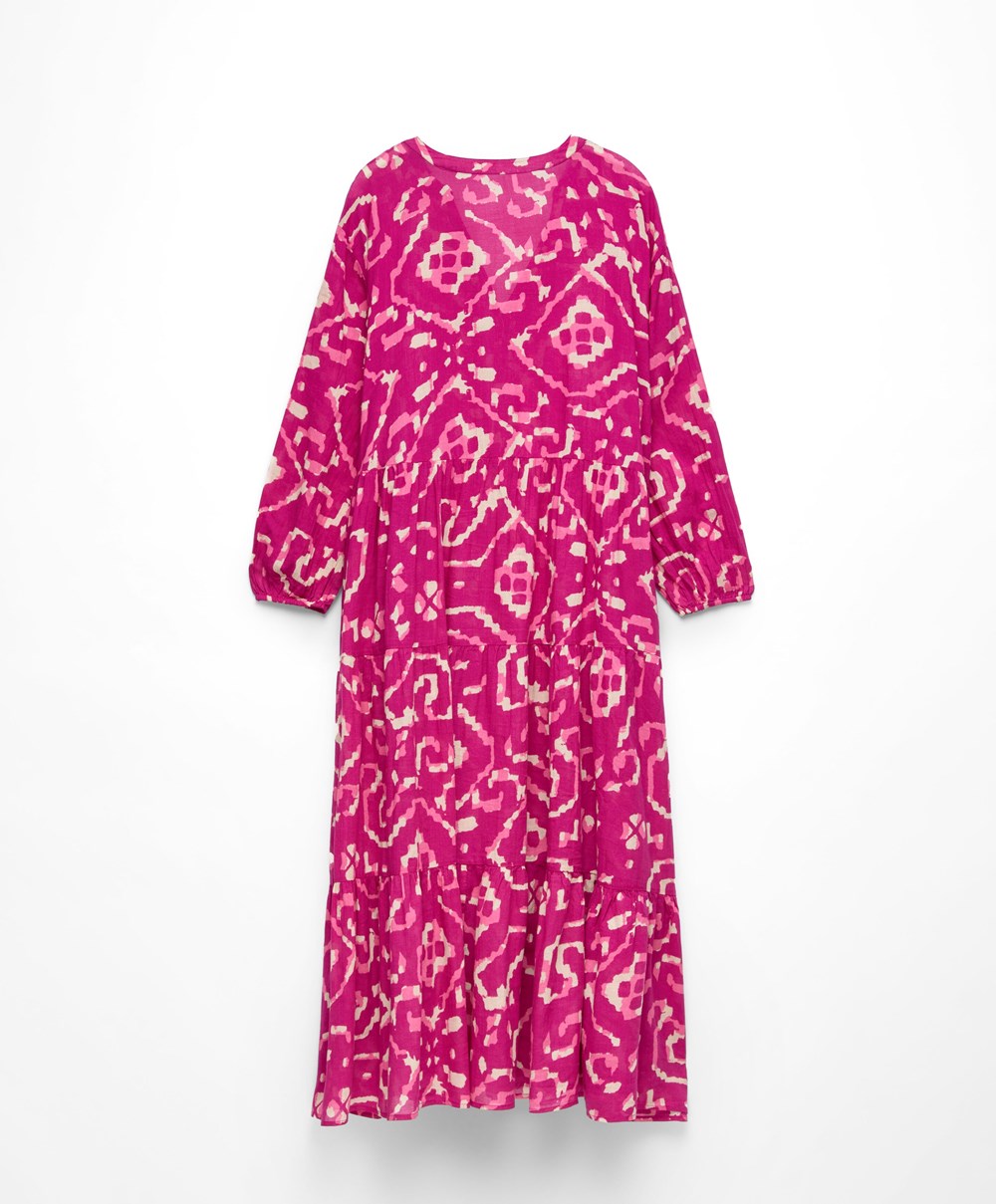 Oysho Printed 100% Pamut Tunic Ruha Bougainvillea | RJIOFV-013