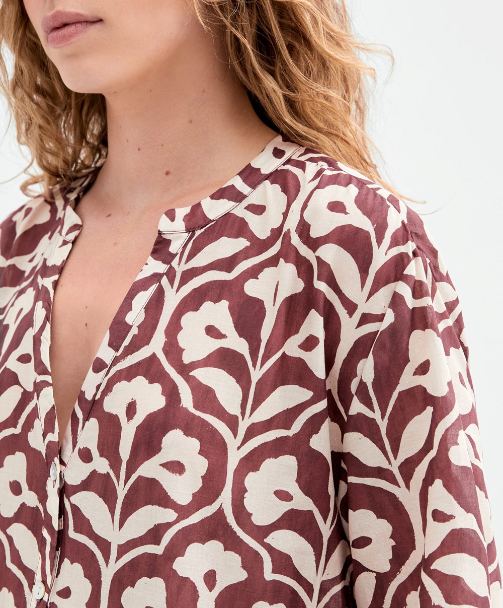 Oysho Printed 100% Pamut Tunic Ruha Csokoládé | LOKBMN-501