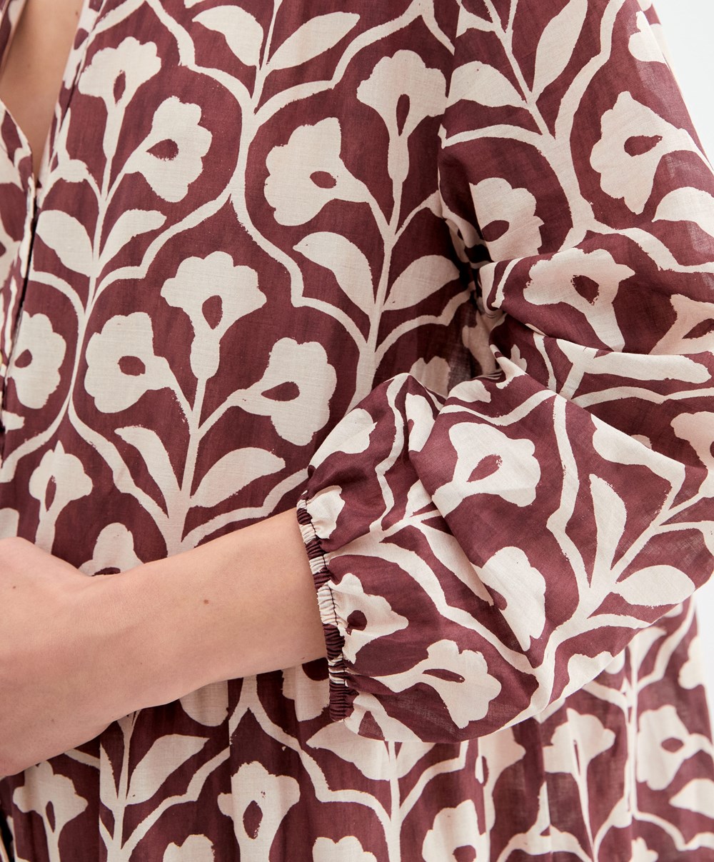 Oysho Printed 100% Pamut Tunic Ruha Csokoládé | LOKBMN-501