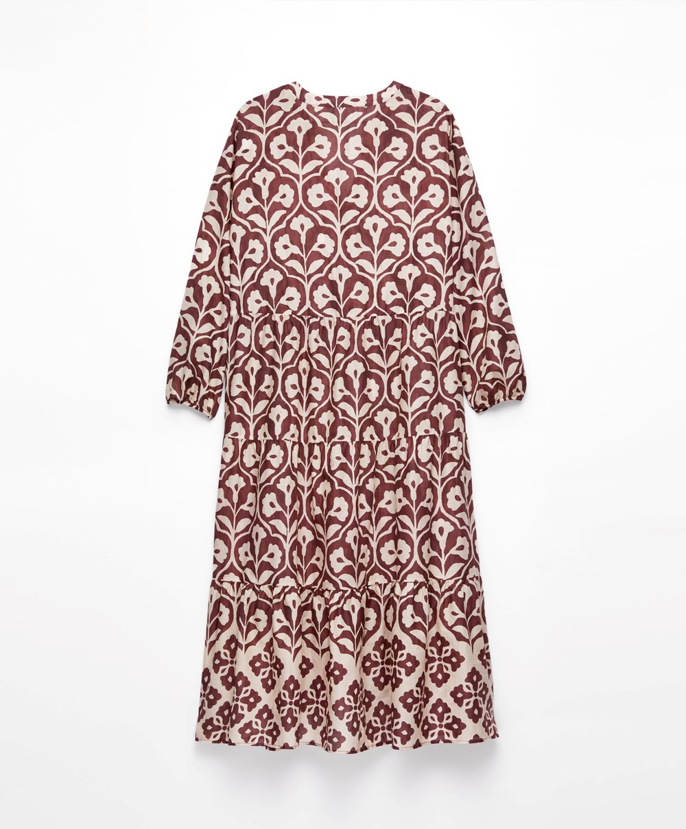 Oysho Printed 100% Pamut Tunic Ruha Csokoládé | LOKBMN-501