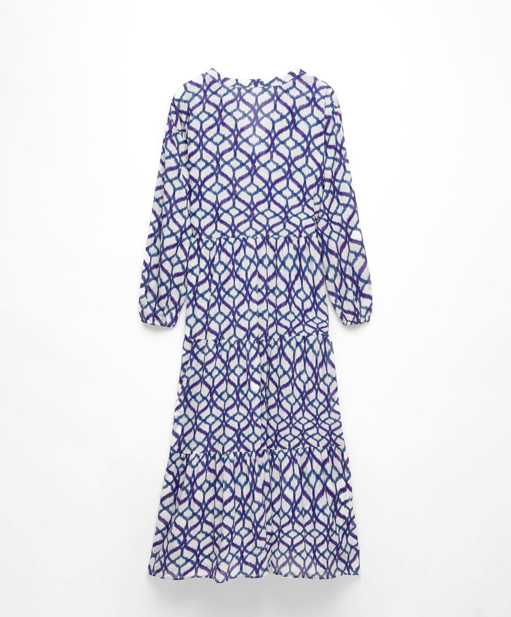 Oysho Printed 100% Pamut Tunic Ruha Ecru | ODUAFT-084