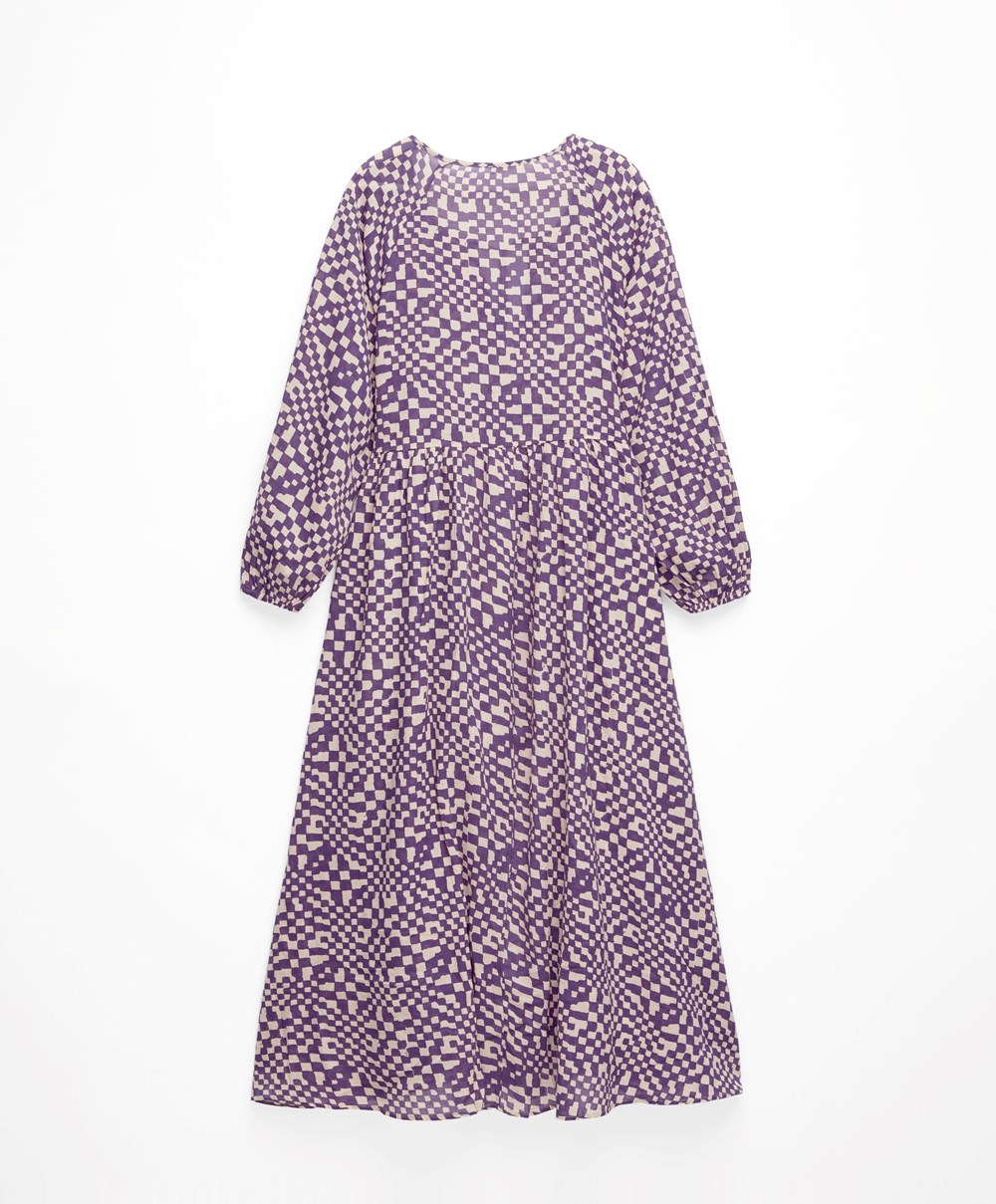 Oysho Printed 100% Pamut Tunic Ruha Mélylila | EVZHYN-035