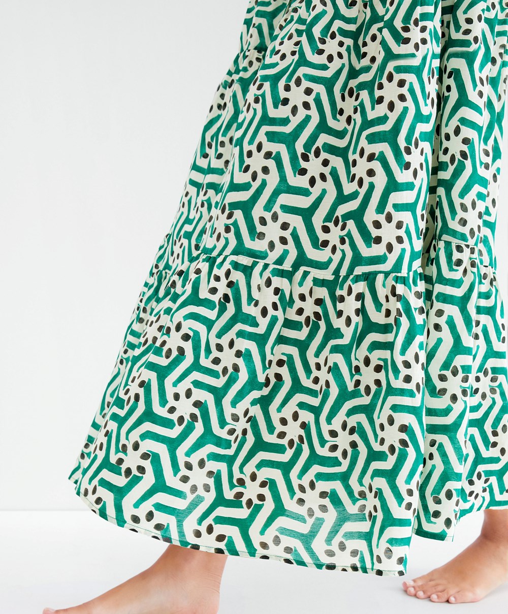 Oysho Printed Pamut Tunic Ruha Zöld | FDQMWR-279