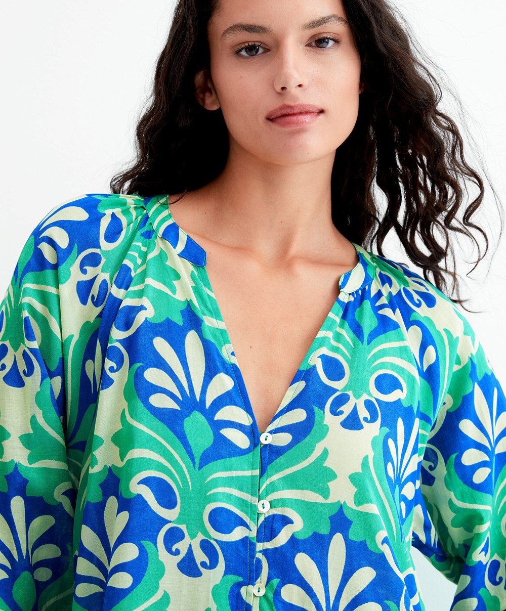 Oysho Printed Pamut Tunic Ruha Zöld | TNWEMH-580