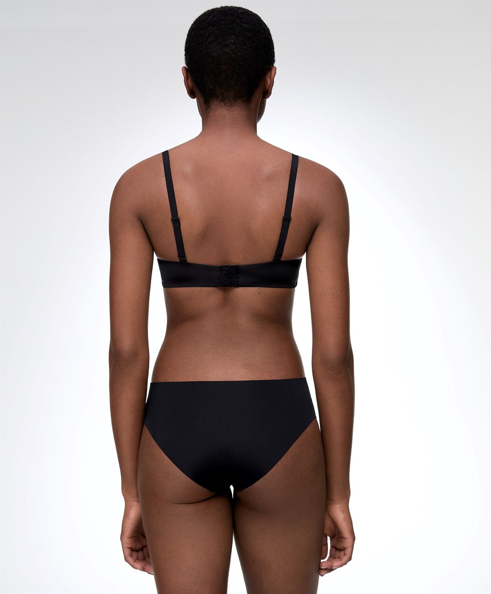 Oysho Push-up Párnázott Triangle Polyamide Bra Fekete | LVOKTS-523