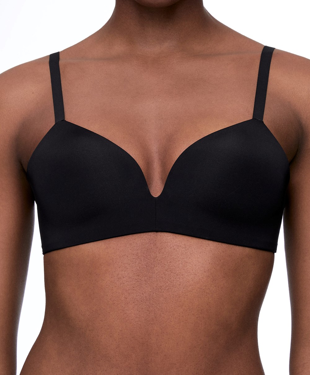 Oysho Push-up Párnázott Triangle Polyamide Bra Fekete | LVOKTS-523