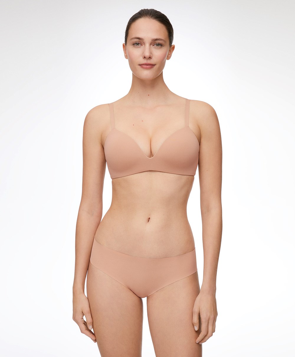 Oysho Push-up Párnázott Triangle Polyamide Bra Bézs | RUMCGX-127