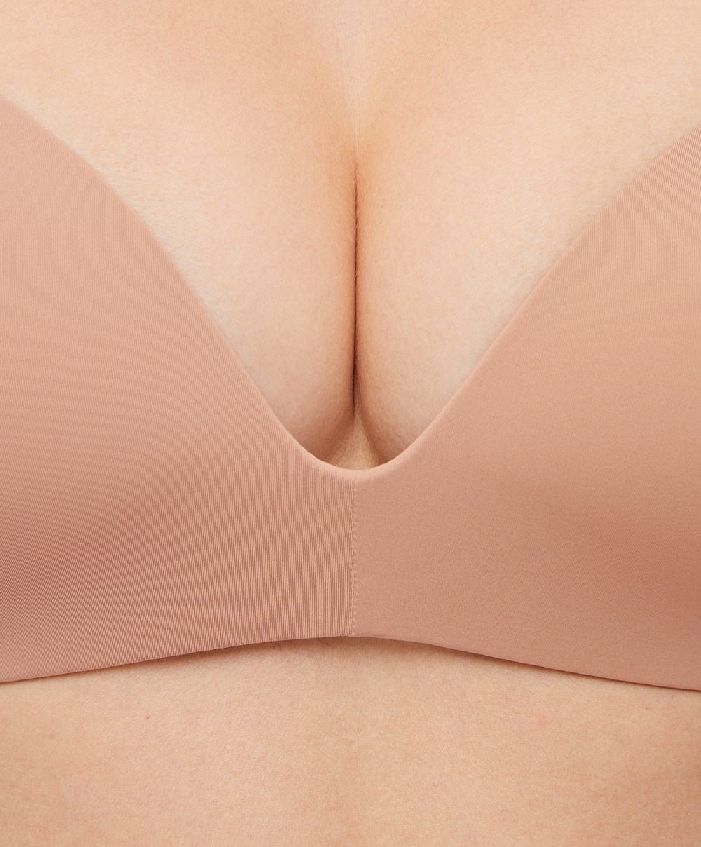 Oysho Push-up Párnázott Triangle Polyamide Bra Bézs | RUMCGX-127