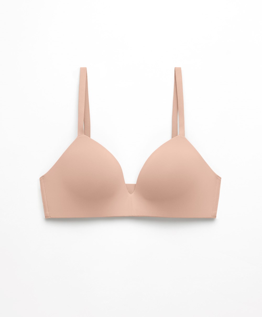 Oysho Push-up Párnázott Triangle Polyamide Bra Bézs | RUMCGX-127