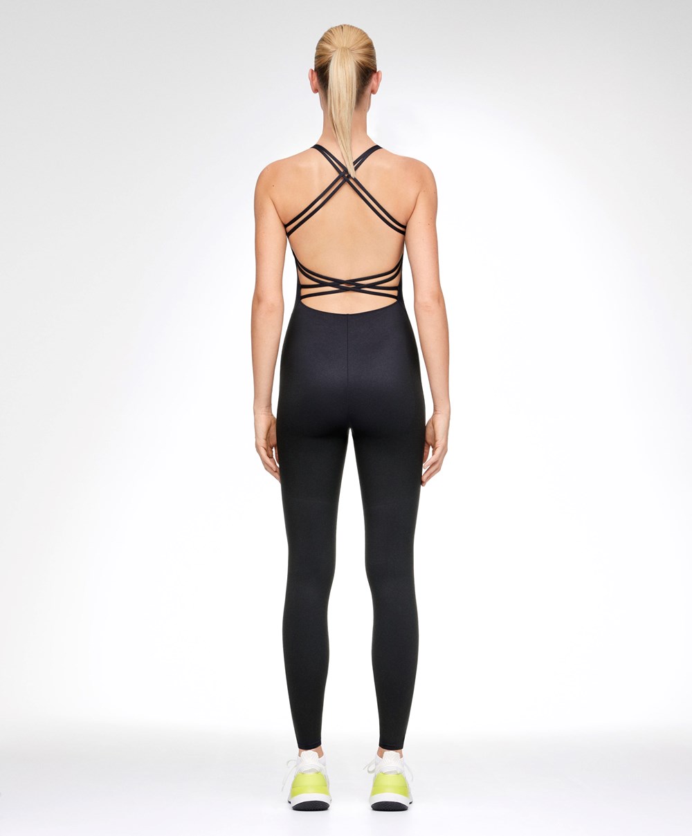 Oysho Pántos Back Jumpsuit Fekete | MPFDKU-751