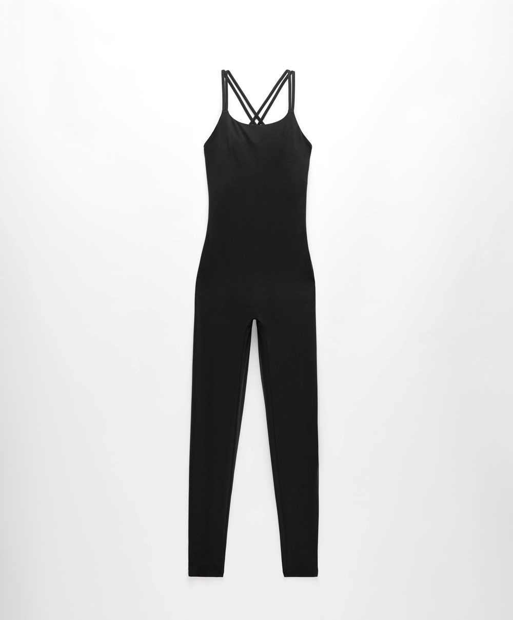 Oysho Pántos Back Jumpsuit Fekete | MPFDKU-751