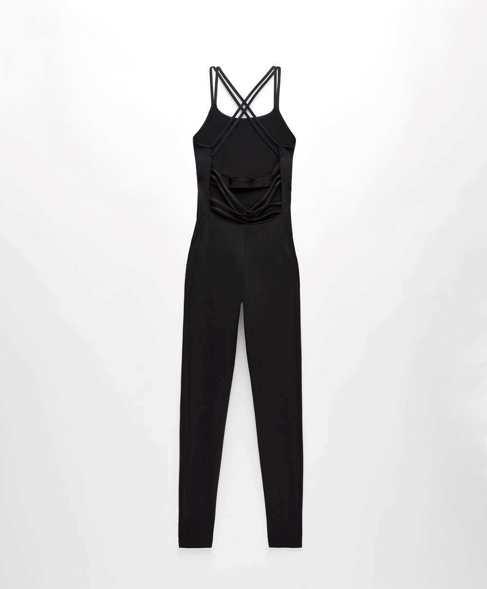 Oysho Pántos Back Jumpsuit Fekete | MPFDKU-751