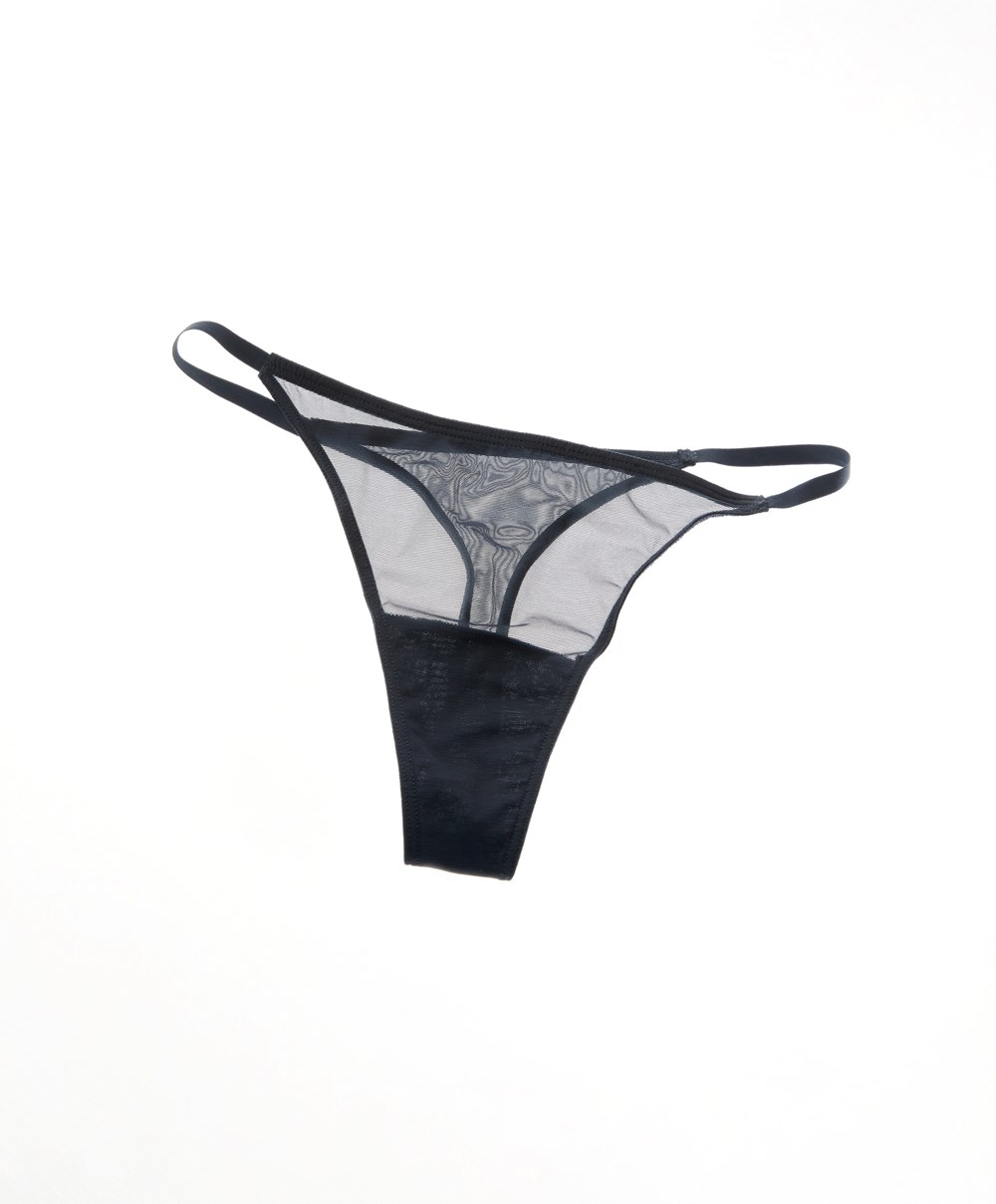 Oysho Pántos Tulle Tanga Blue-grey | CPFUIW-860