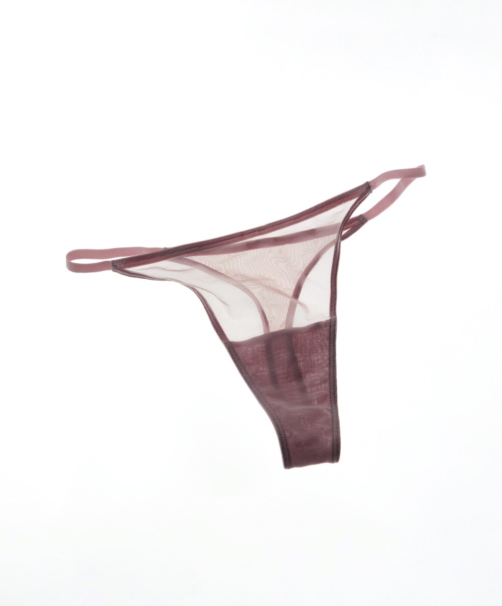 Oysho Pántos Tulle Tanga Mid Dusty Rosette | FZILHY-789