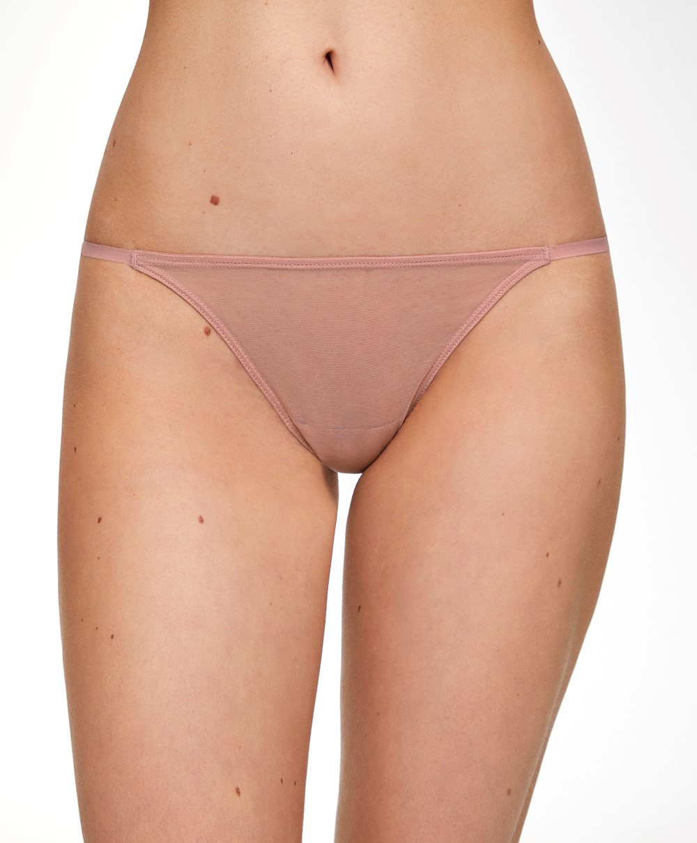 Oysho Pántos Tulle Tanga Mid Dusty Rosette | FZILHY-789