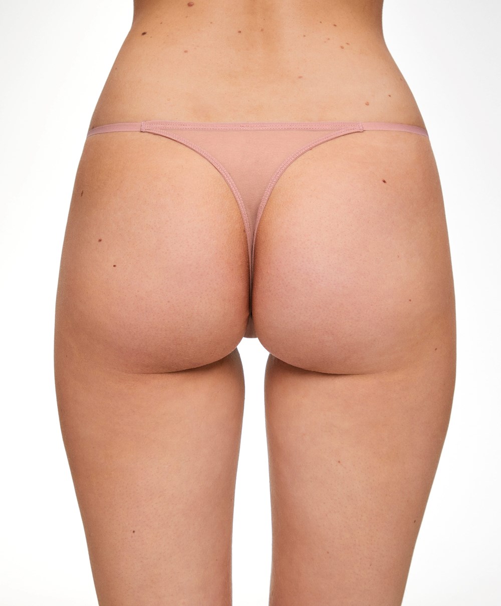 Oysho Pántos Tulle Tanga Mid Dusty Rosette | FZILHY-789