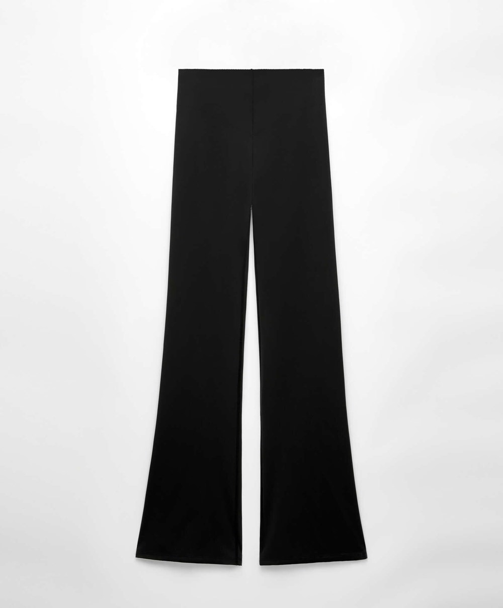 Oysho Raise Up Compressive Flare Trousers Fekete | BMENLU-072