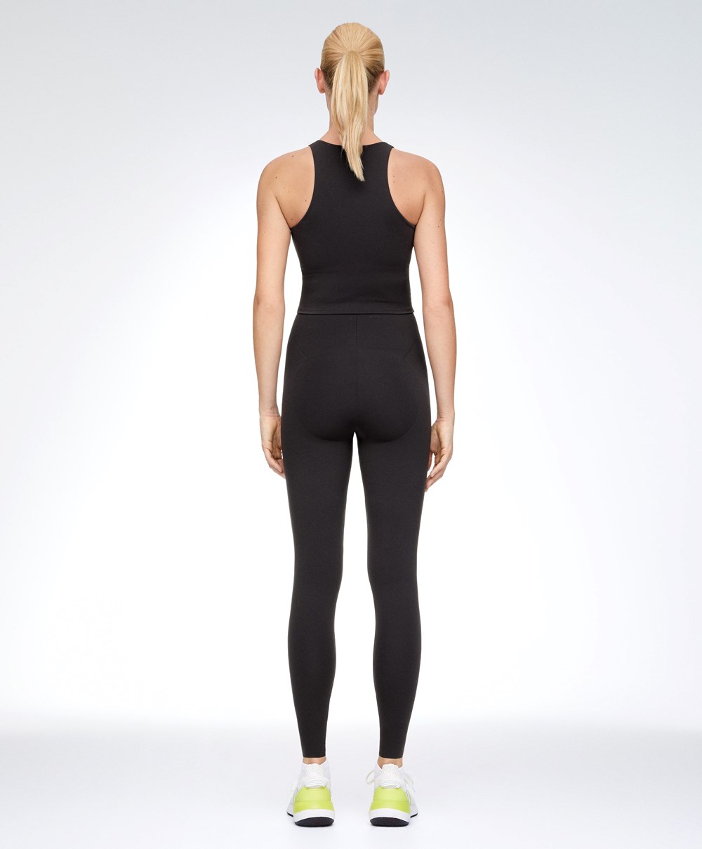 Oysho Raise Up Compressive Super-high-rise Ankle-length 65cm Leggings With Zip Fekete | PFYLOR-264