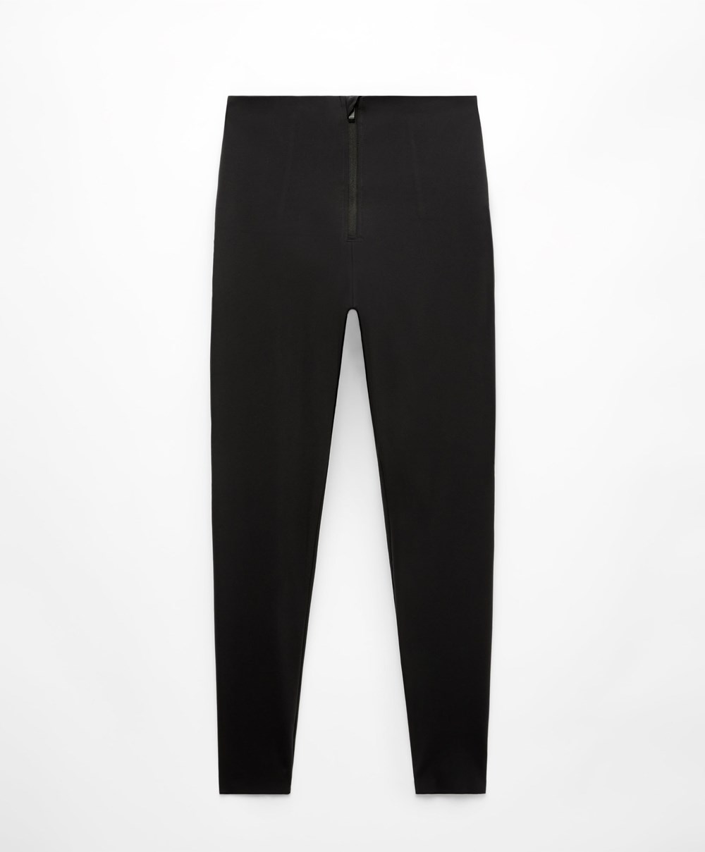 Oysho Raise Up Compressive Super-high-rise Ankle-length 65cm Leggings With Zip Fekete | PFYLOR-264