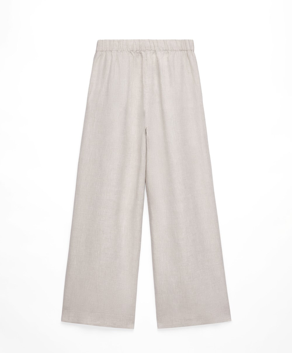 Oysho Relaxed-fit 100% Linen Trousers Sand Melange | NCKDMV-741