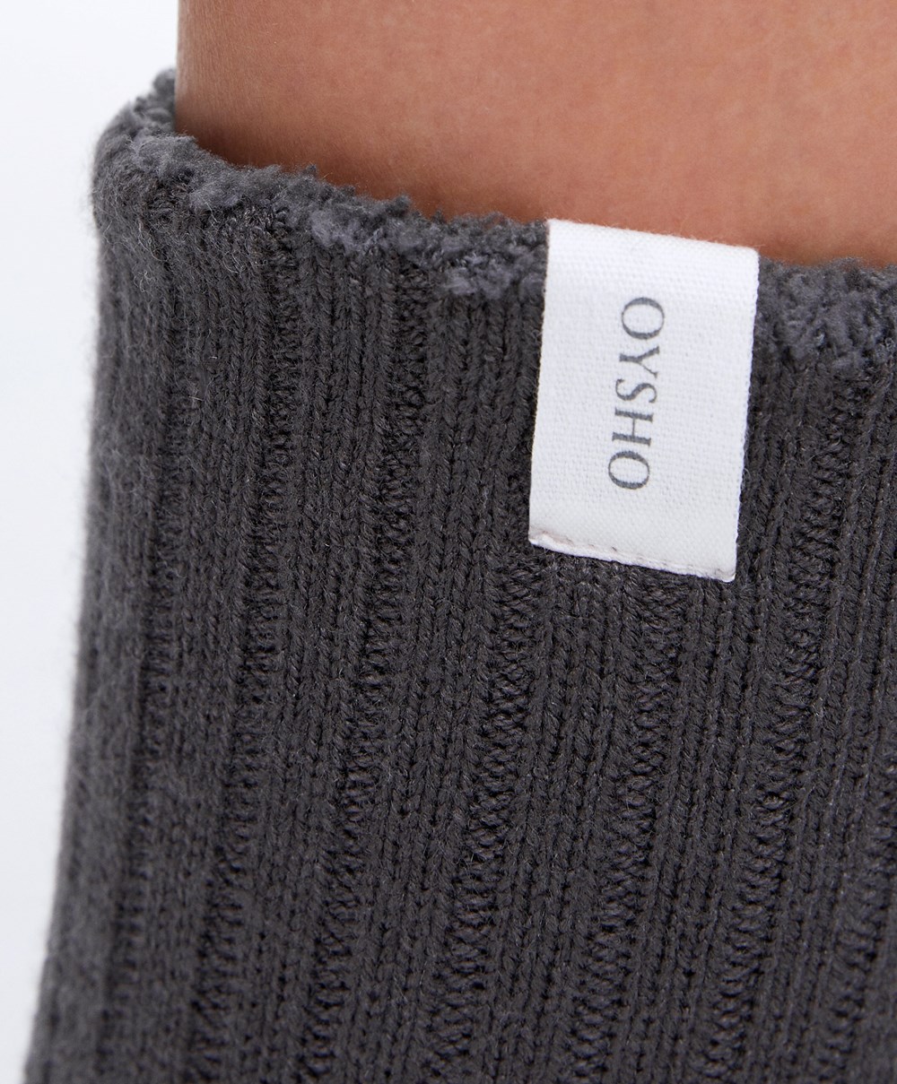 Oysho Rib Classic Socks Anthracite | GMBOHK-905