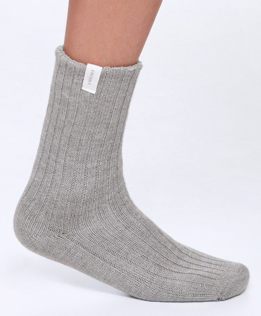 Oysho Rib Classic Socks Szürke | IAQXUT-726