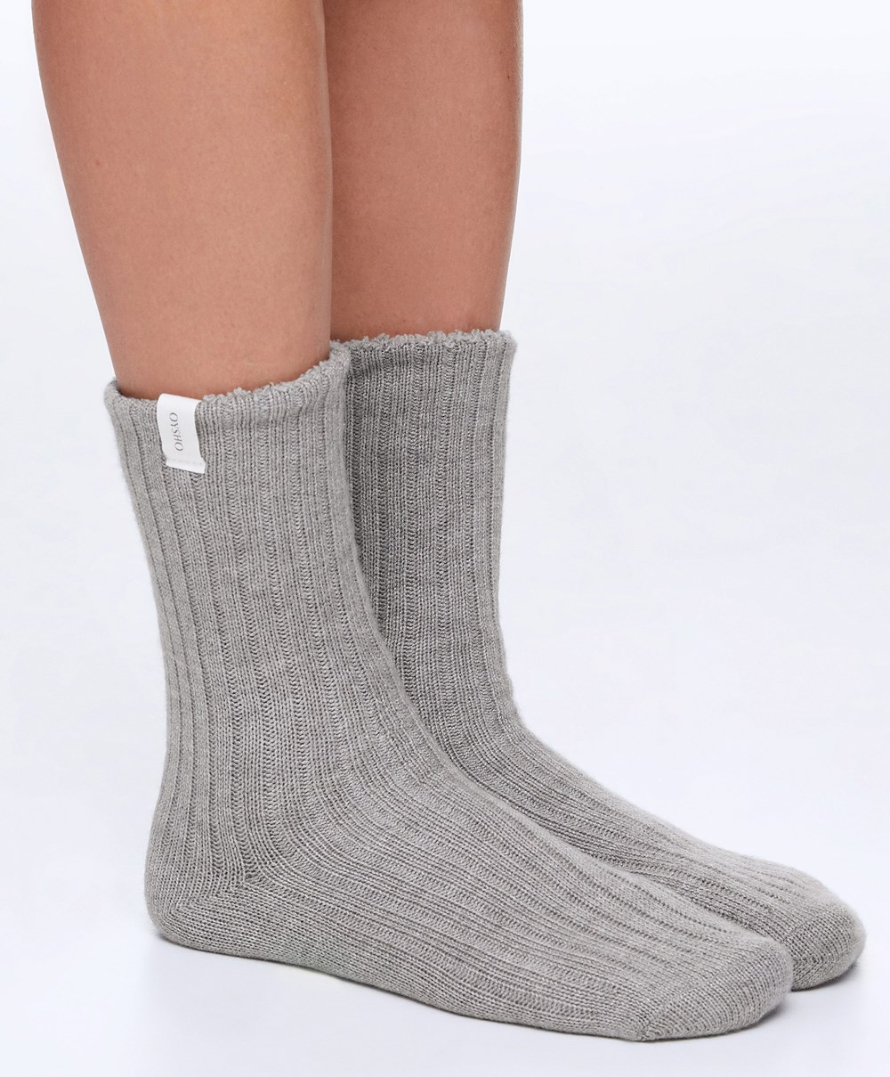 Oysho Rib Classic Socks Szürke | IAQXUT-726