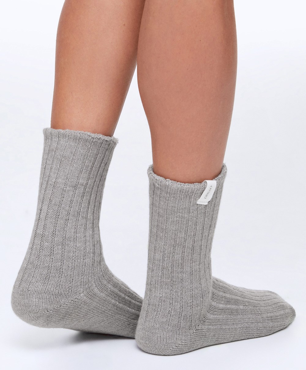 Oysho Rib Classic Socks Szürke | IAQXUT-726