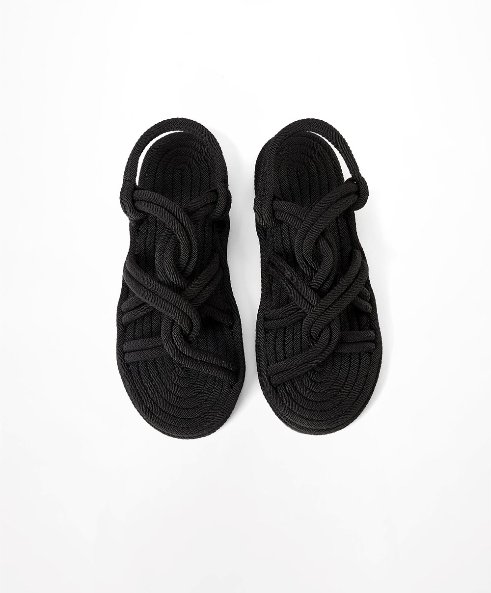 Oysho Rope Sandals Fekete | GQKJML-817