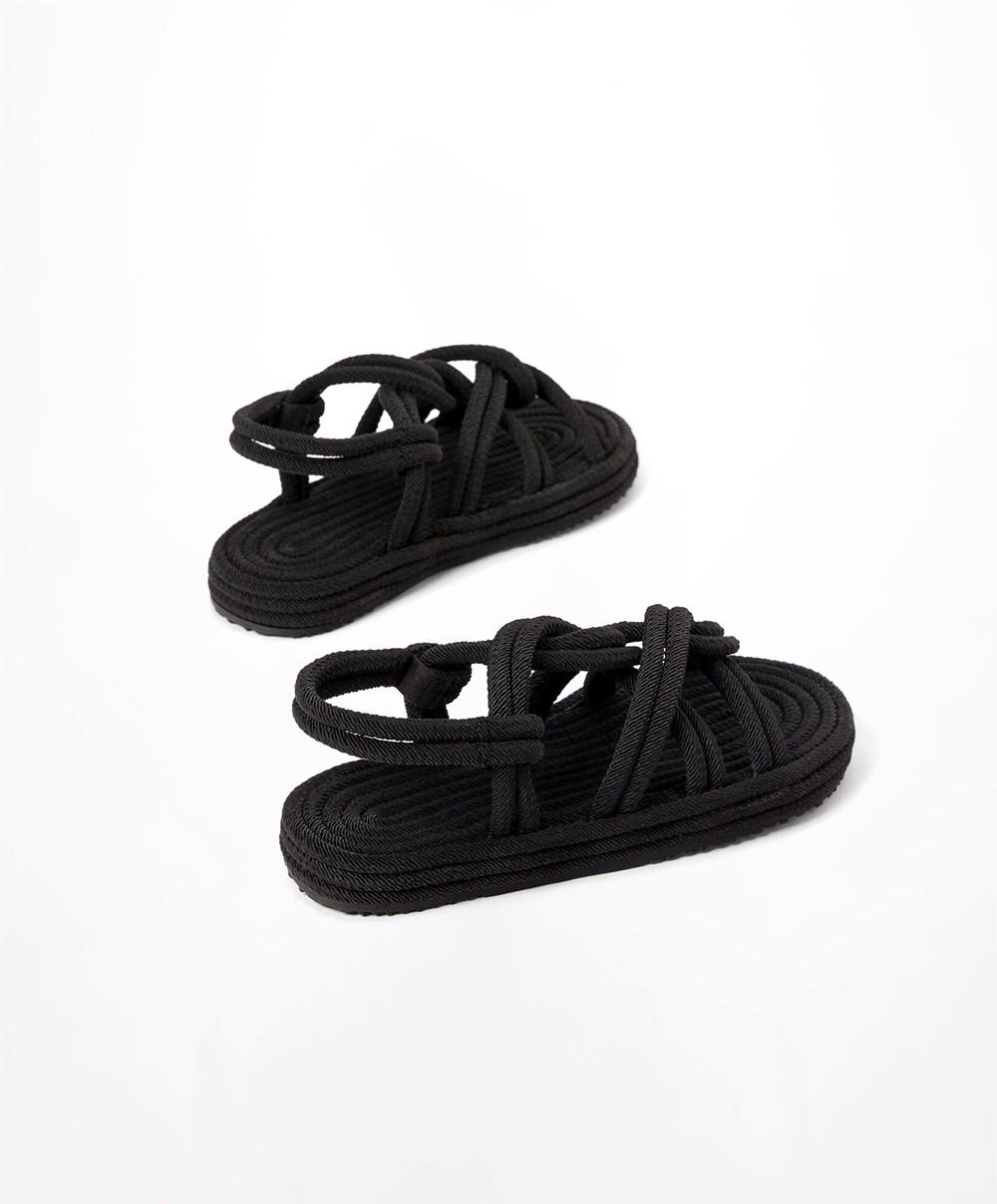 Oysho Rope Sandals Fekete | GQKJML-817