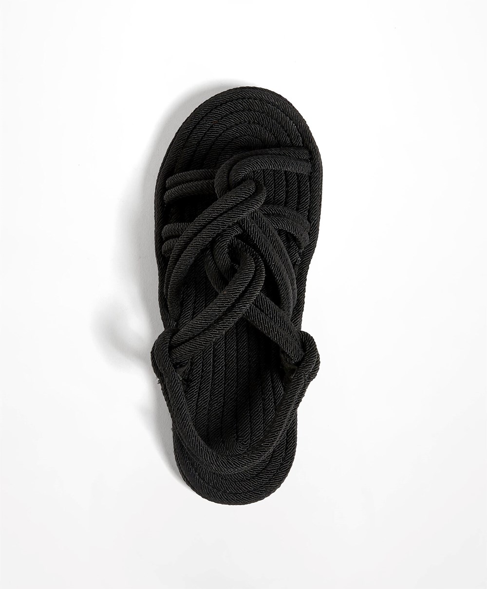 Oysho Rope Sandals Fekete | GQKJML-817