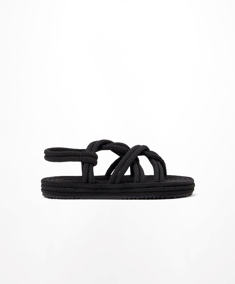 Oysho Rope Sandals Fekete | GQKJML-817