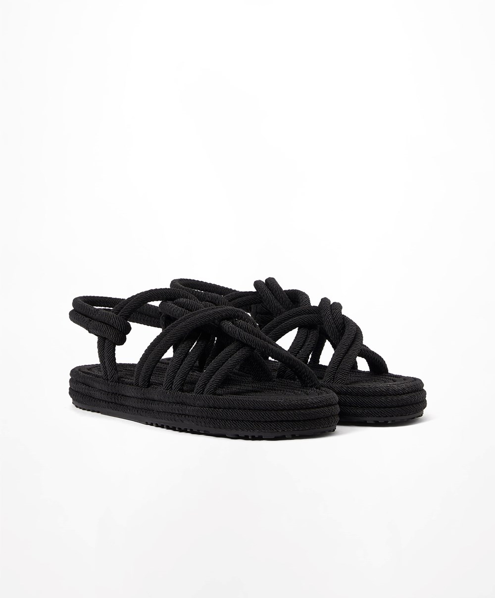 Oysho Rope Sandals Fekete | MRZUFN-547