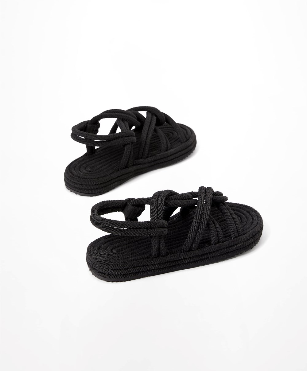 Oysho Rope Sandals Fekete | MRZUFN-547