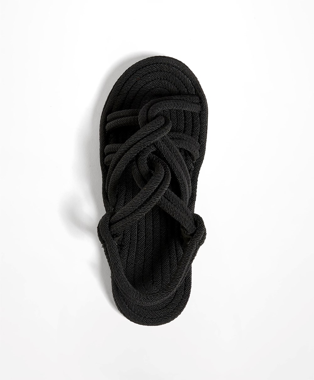 Oysho Rope Sandals Fekete | MRZUFN-547