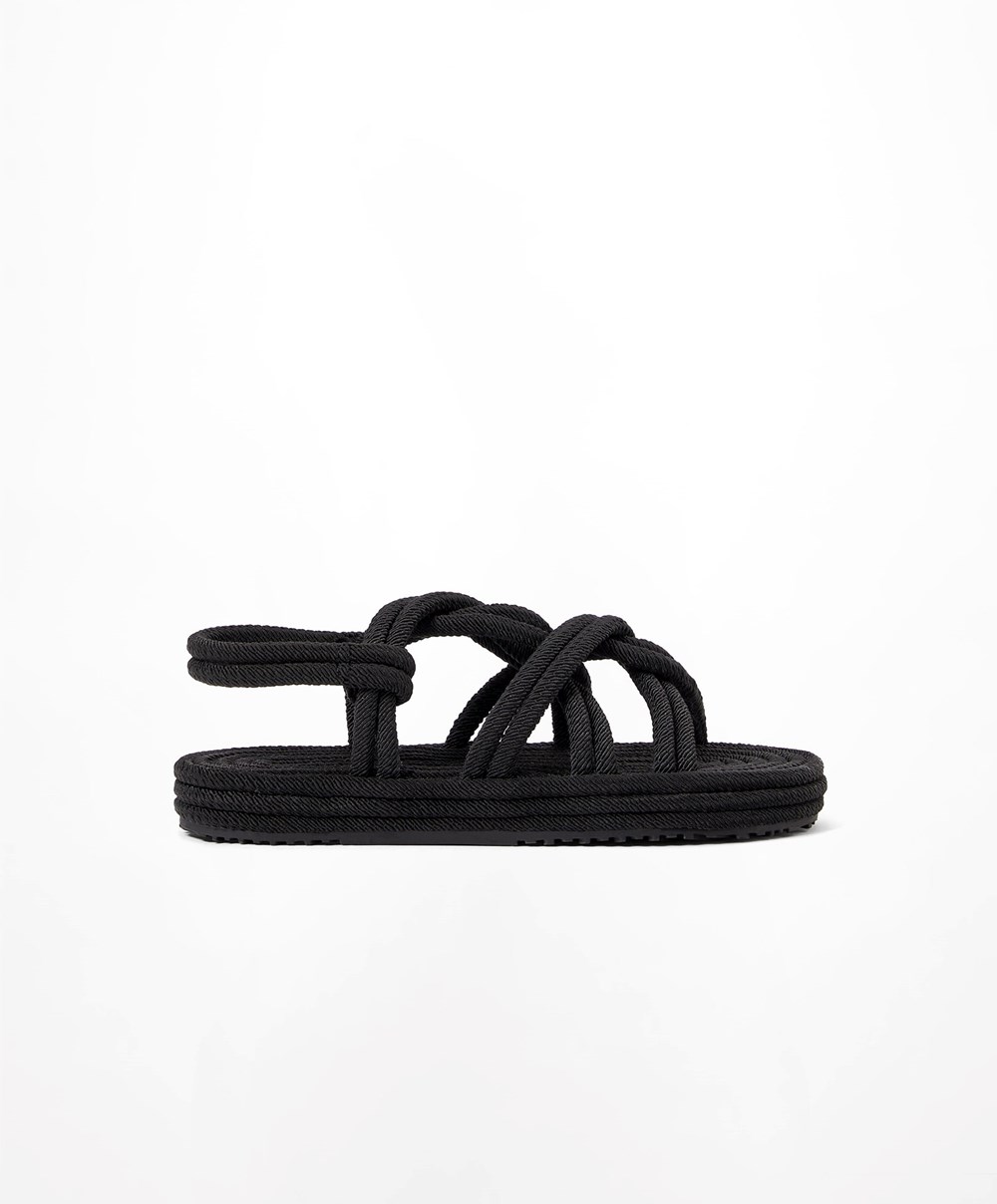 Oysho Rope Sandals Fekete | MRZUFN-547